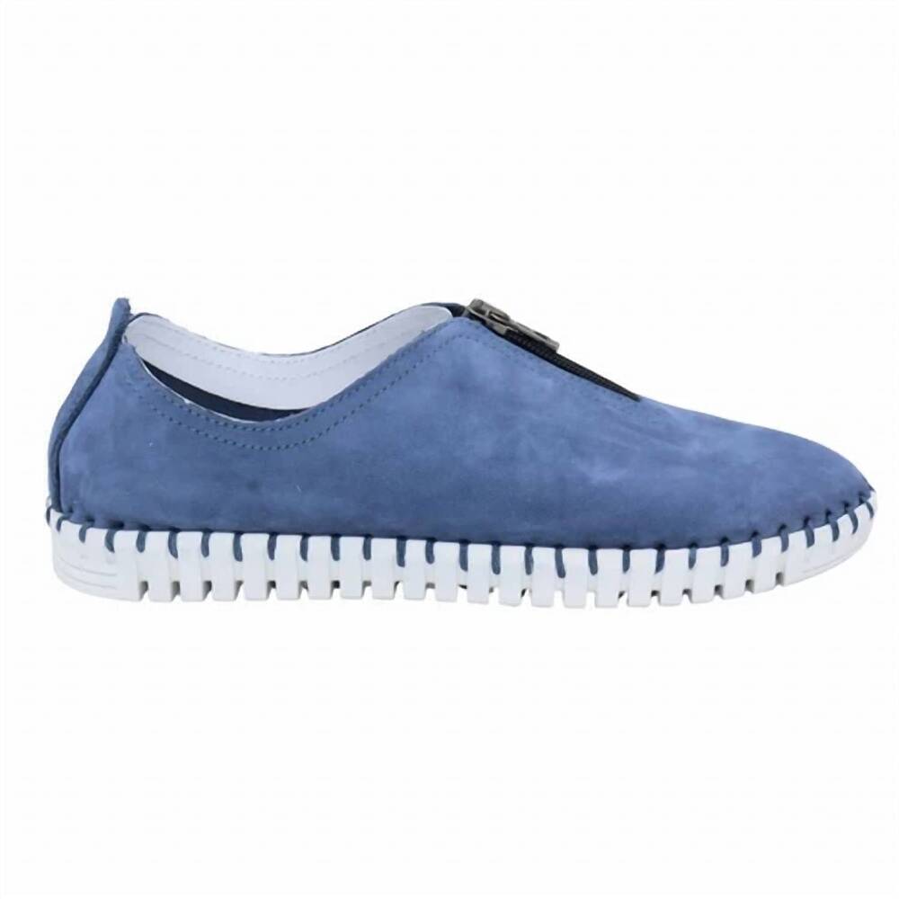 NEW ERIC MICHAEL women's marlo slip on sneaker in denim nubuck